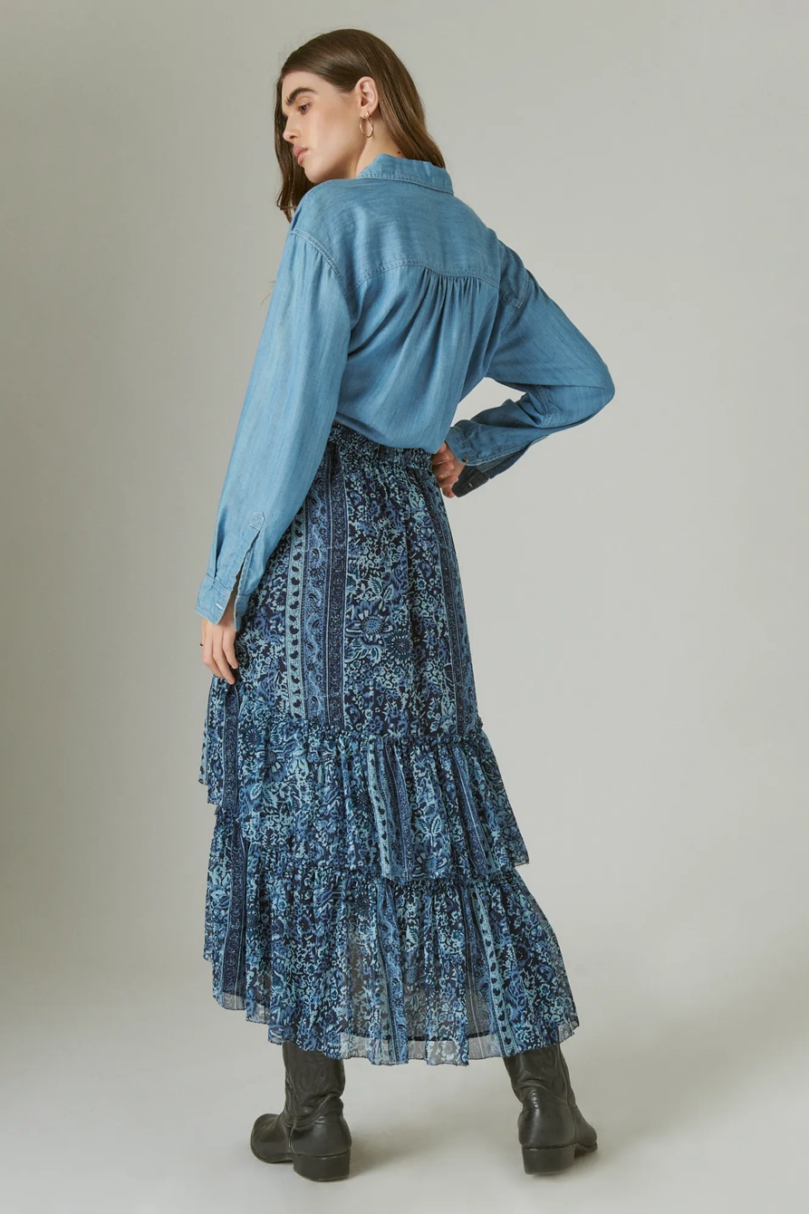 FLORAL PRINT TIERED MAXI SKIRT, image 3