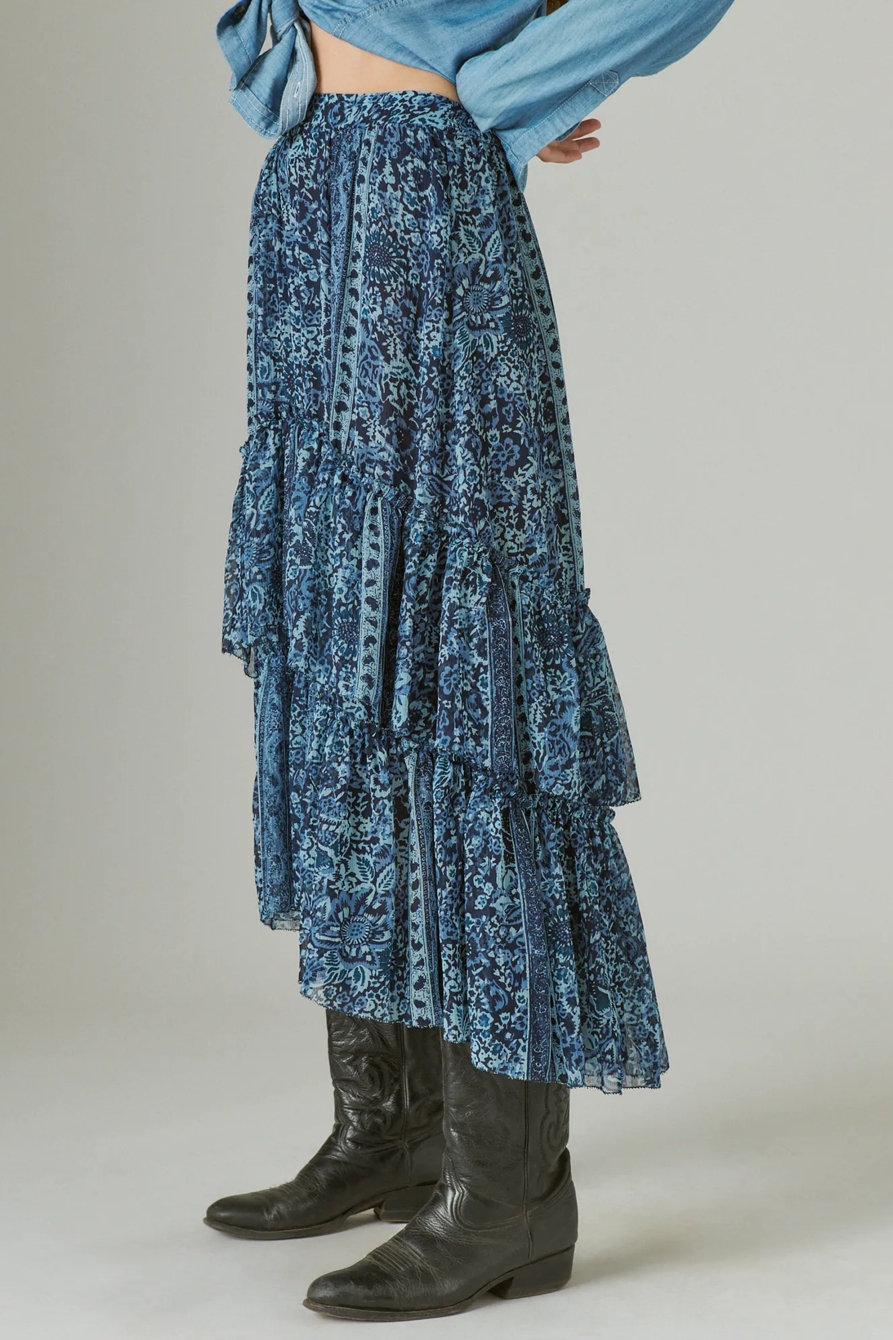 FLORAL PRINT TIERED MAXI SKIRT, image 5