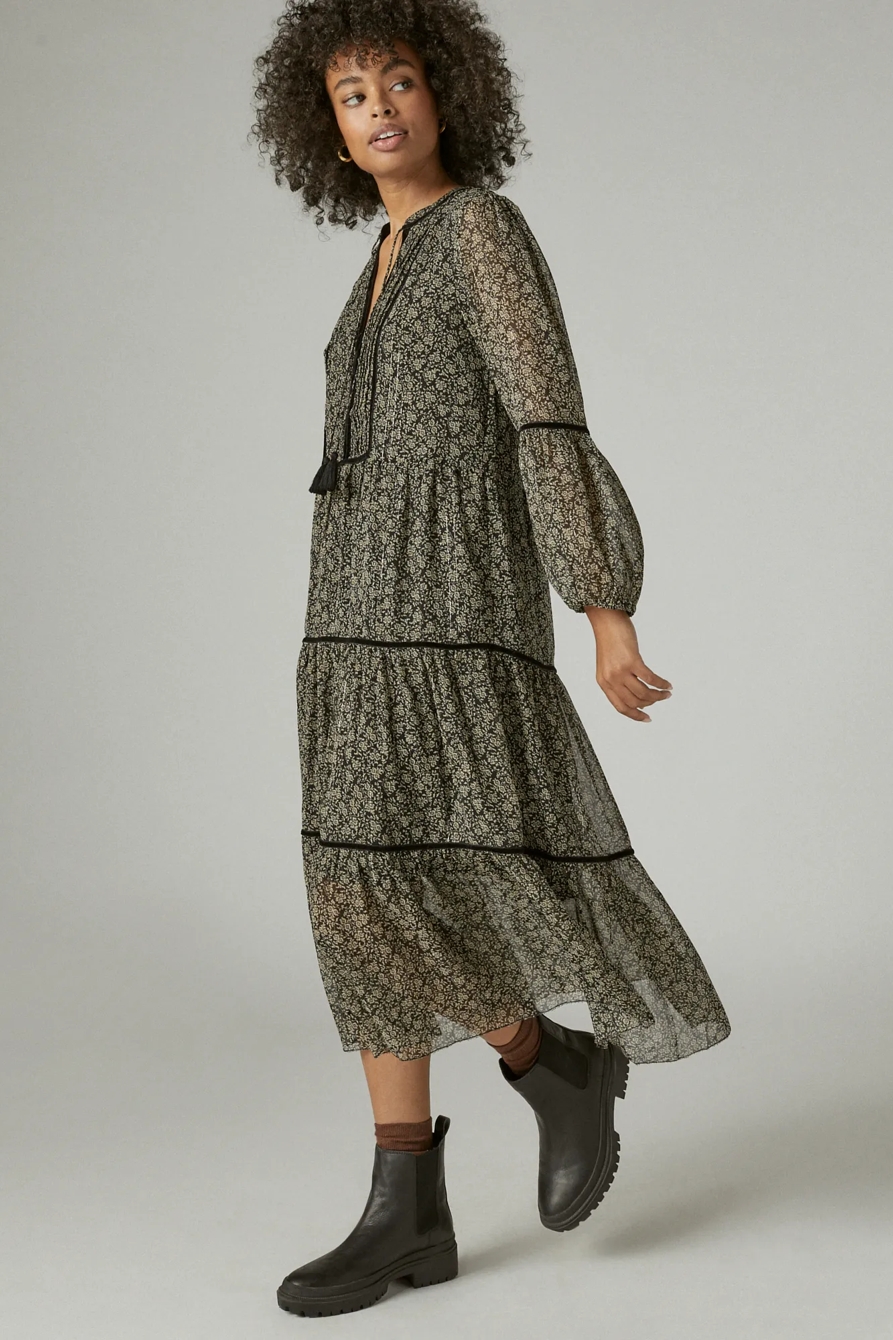 BOHO TIERED MIDI DRESS, image 2