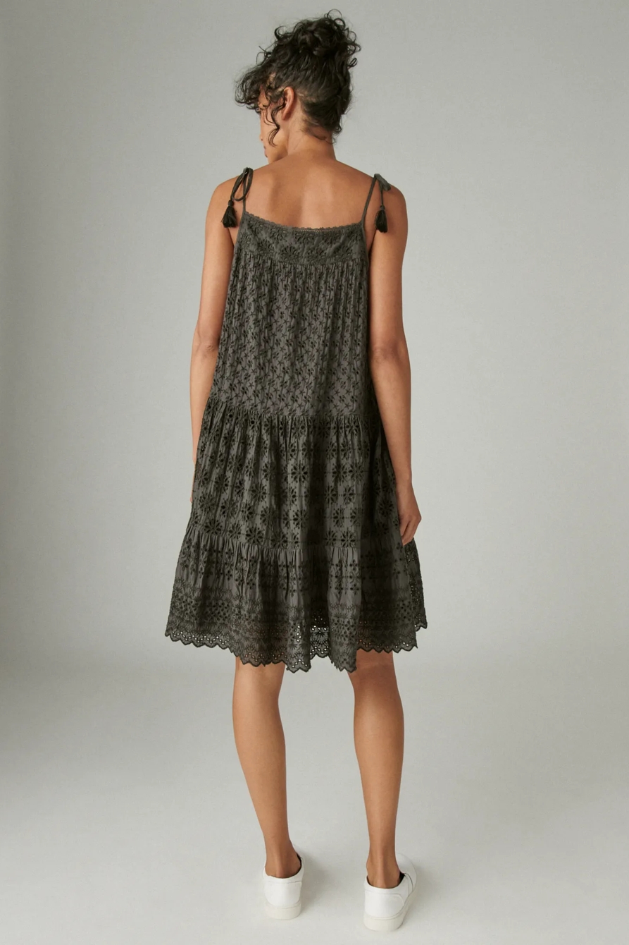 TIE SLEEVE TIERED EYELET DRESS, image 3