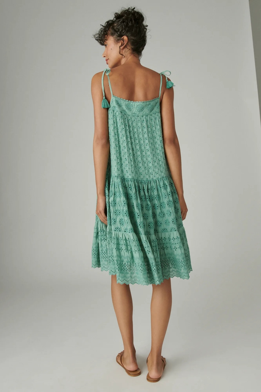TIE SLEEVE TIERED EYELET DRESS, image 2