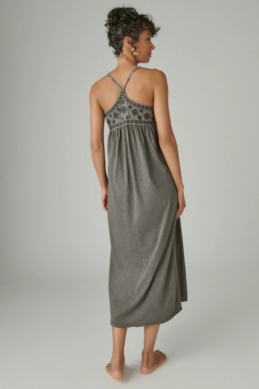 WOVEN YOKE KNIT MAXI DRESS, image 2
