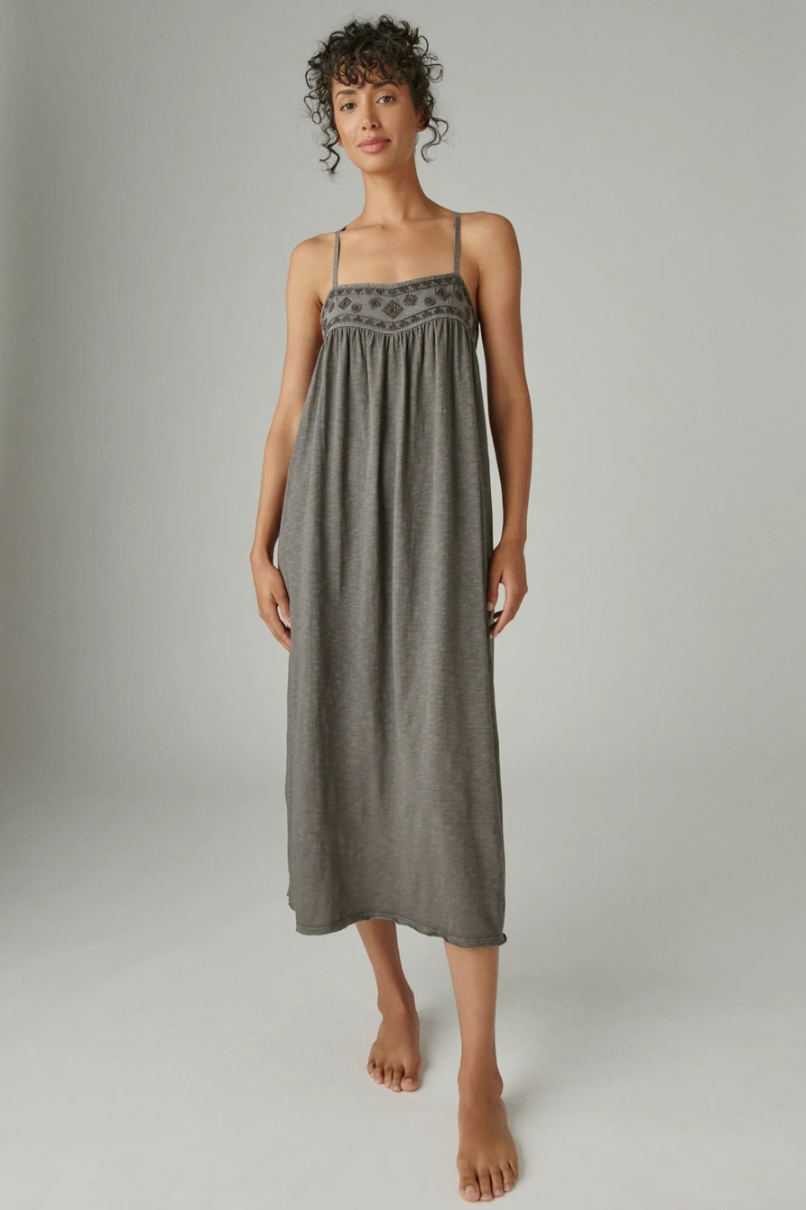 WOVEN YOKE KNIT MAXI DRESS, image 4