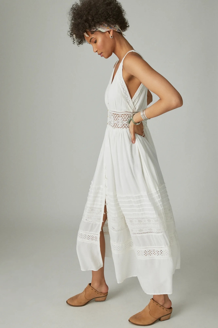 LACE V-NECK MAXI DRESS, image 2