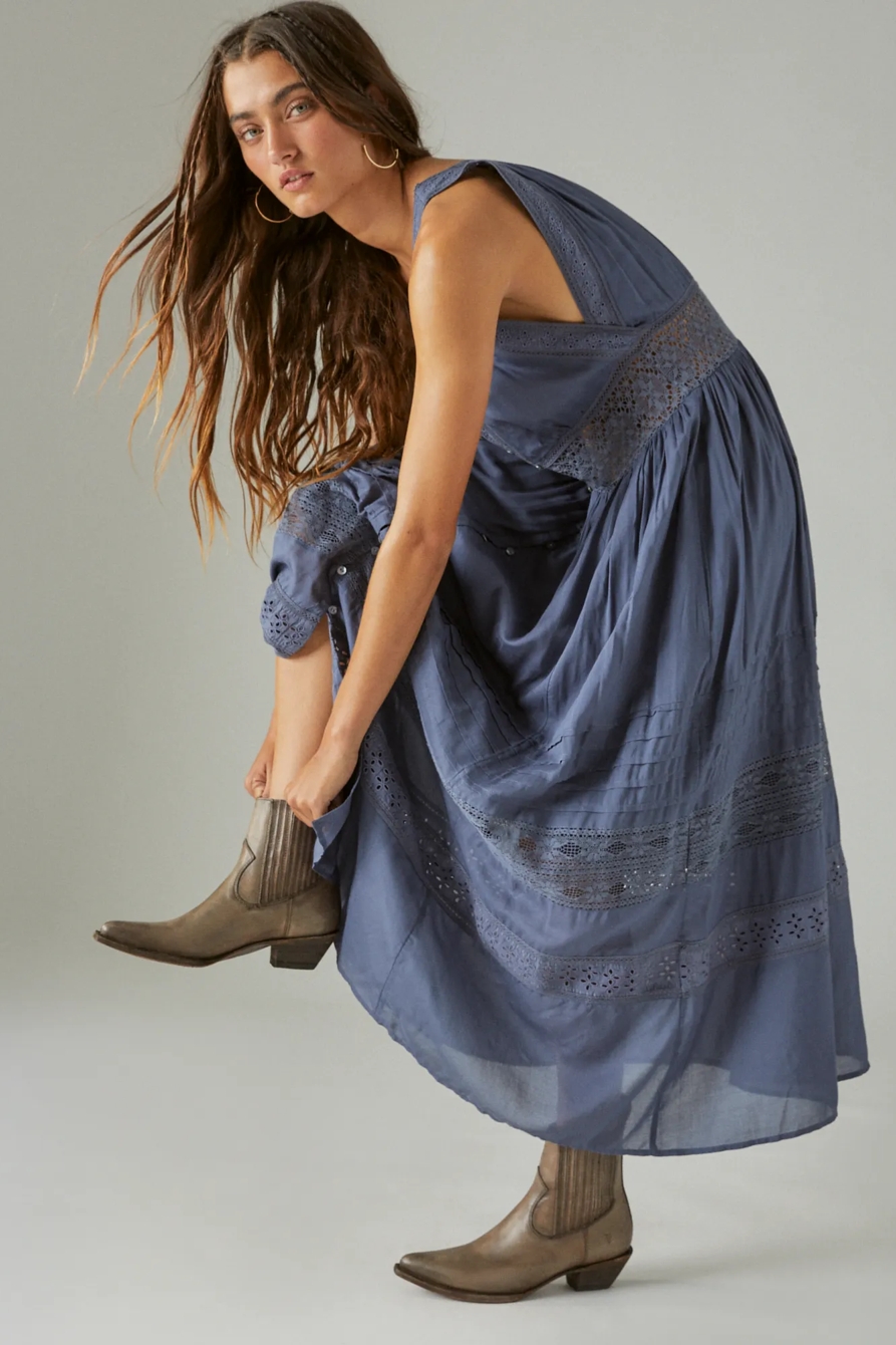 LACE V-NECK MAXI DRESS, image 3