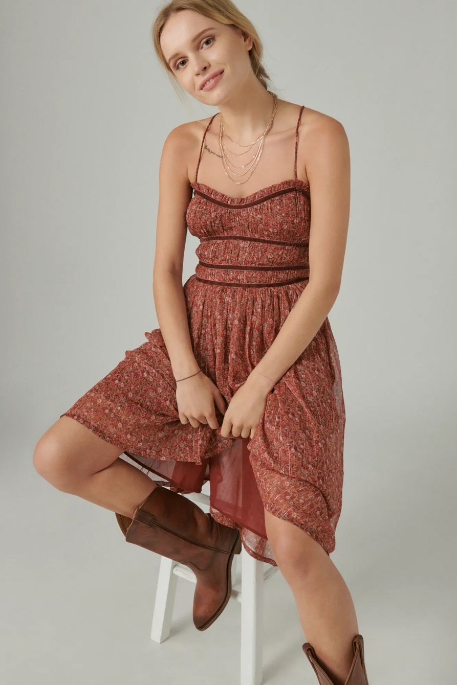LACE UP CHIFFON MIDI DRESS, image 4