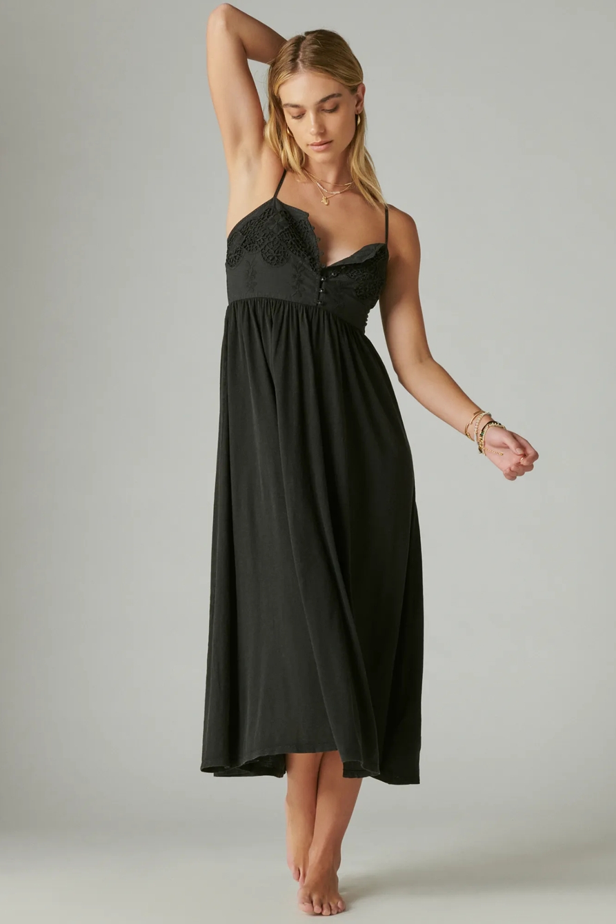 LACE BUTTON FRONT MIDI DRESS, image 3