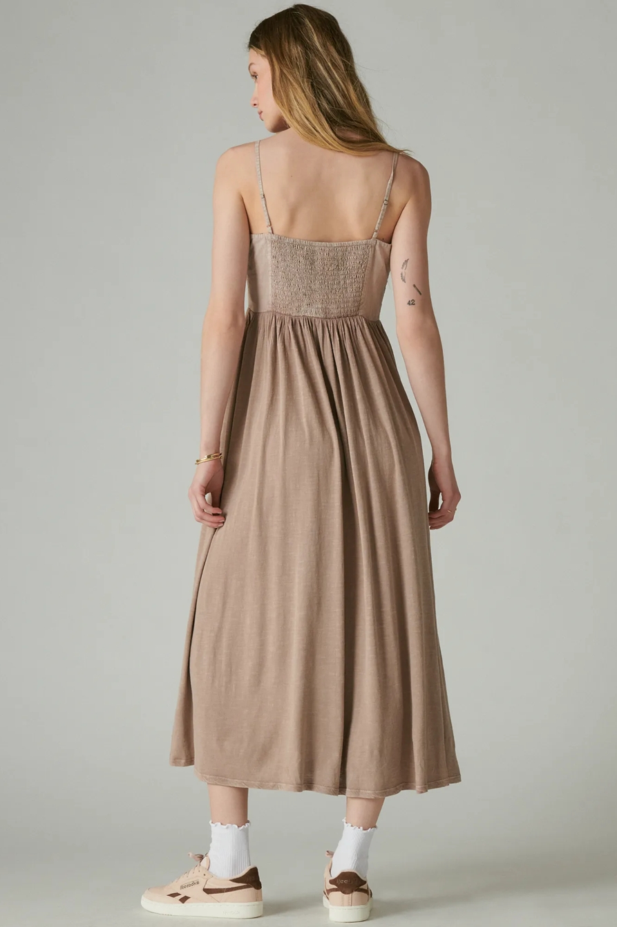 LACE BUTTON FRONT MIDI DRESS, image 3