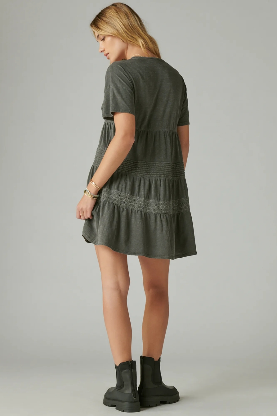 PINTUCK V NECK MINI DRESS, image 3