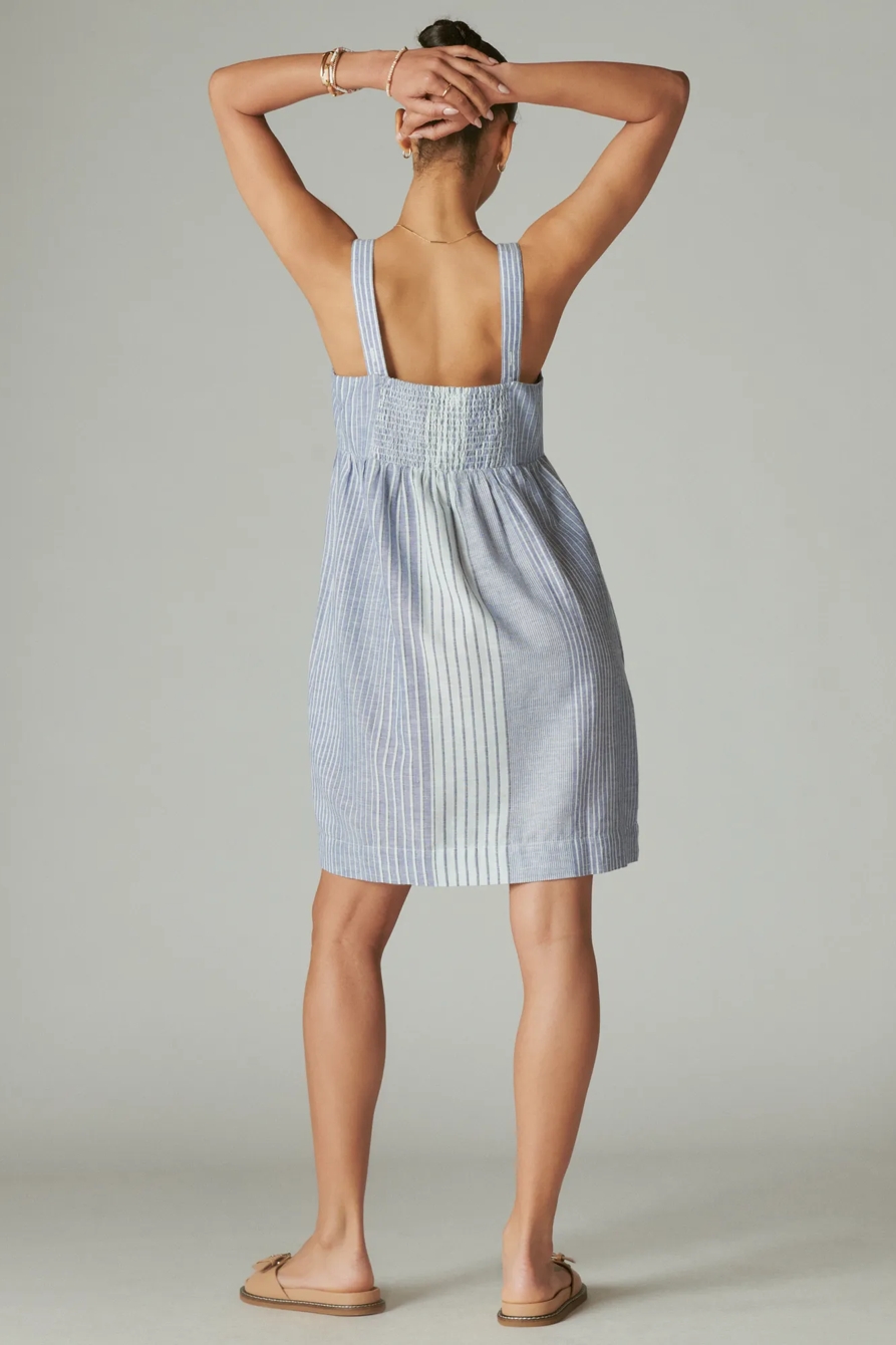 PLAID LINEN CUTOUT BABYDOLL DRESS, image 3