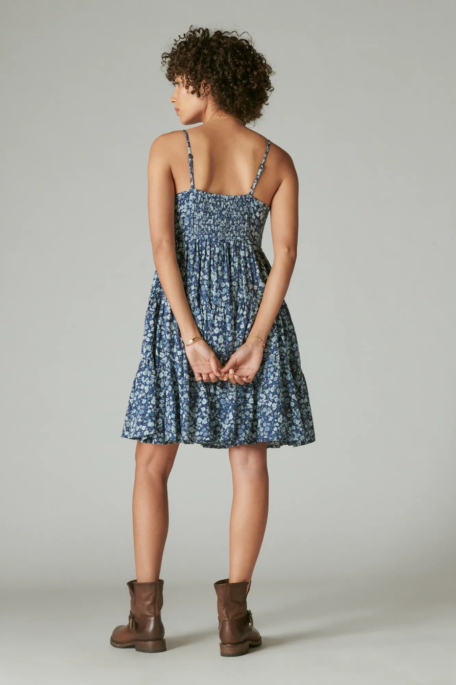 PRINTED BUTTON FRONT TIERED MINI DRESS, image 3