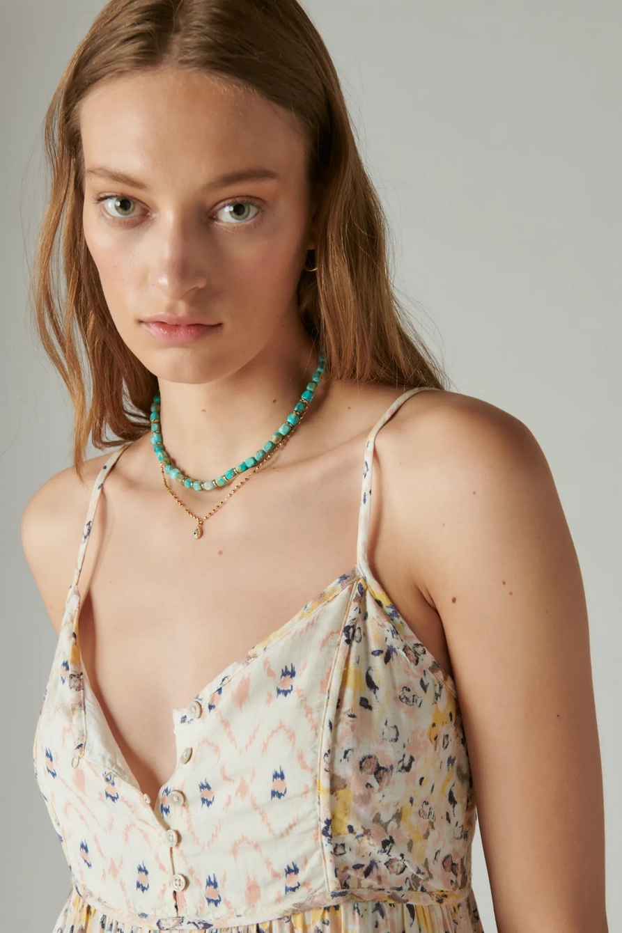 PRINTED BUTTON FRONT TIERED MINI DRESS, image 2