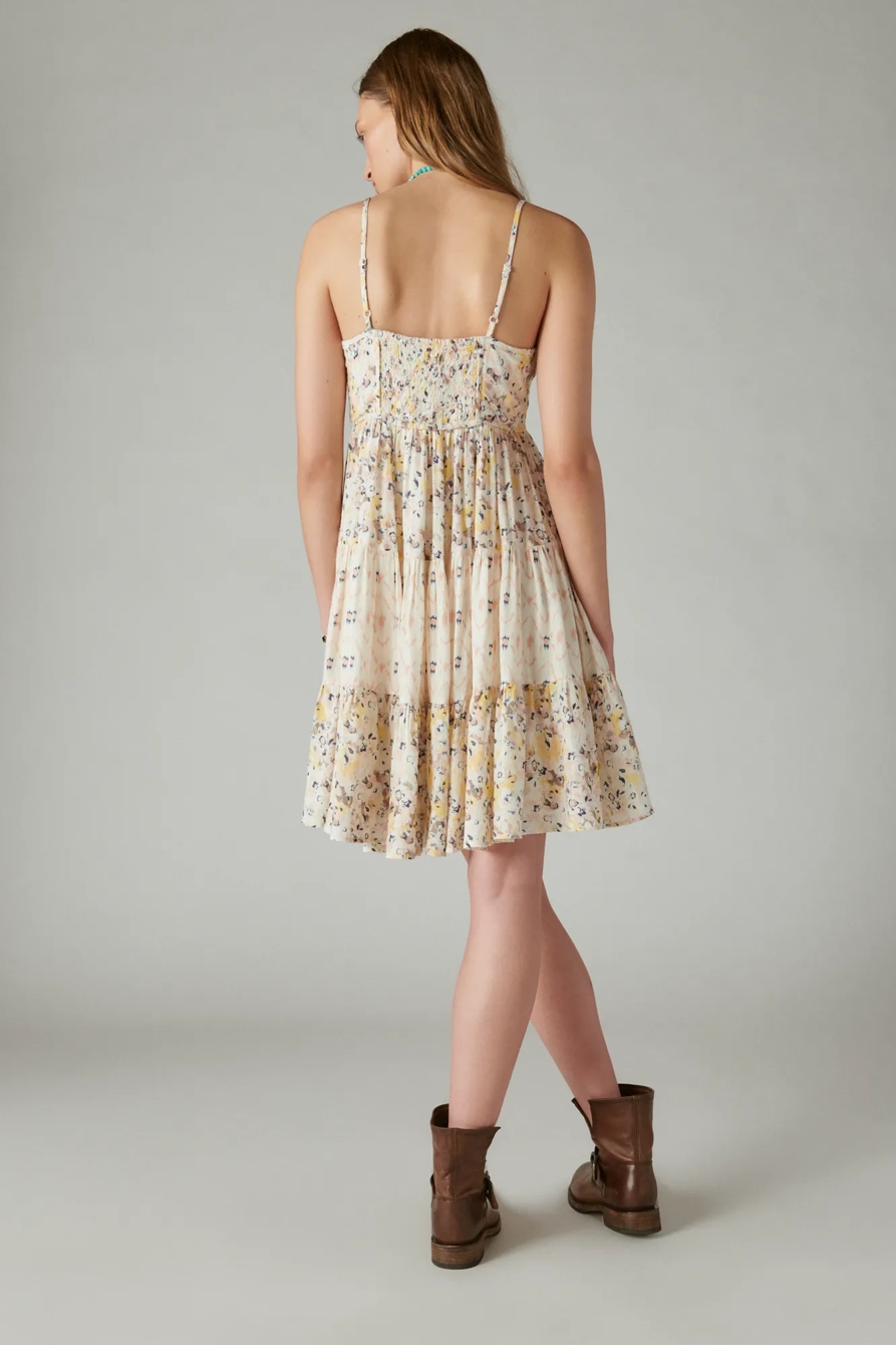 PRINTED BUTTON FRONT TIERED MINI DRESS, image 3