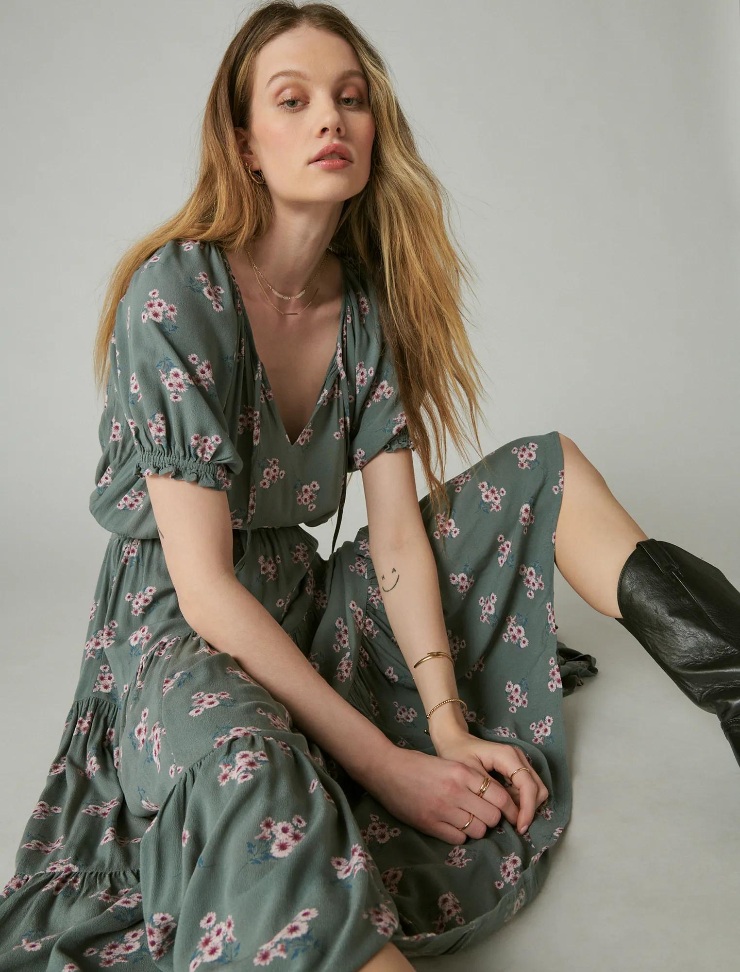 BOHO SMOCKED WAIST MAXI DRESS | Lucky Brand