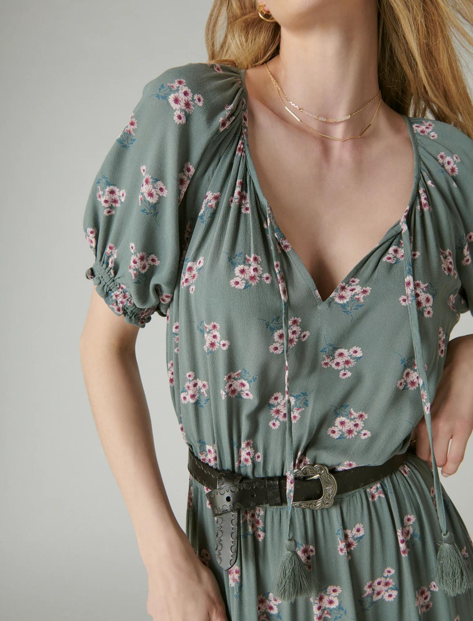 BOHO SMOCKED WAIST MAXI DRESS | Lucky Brand