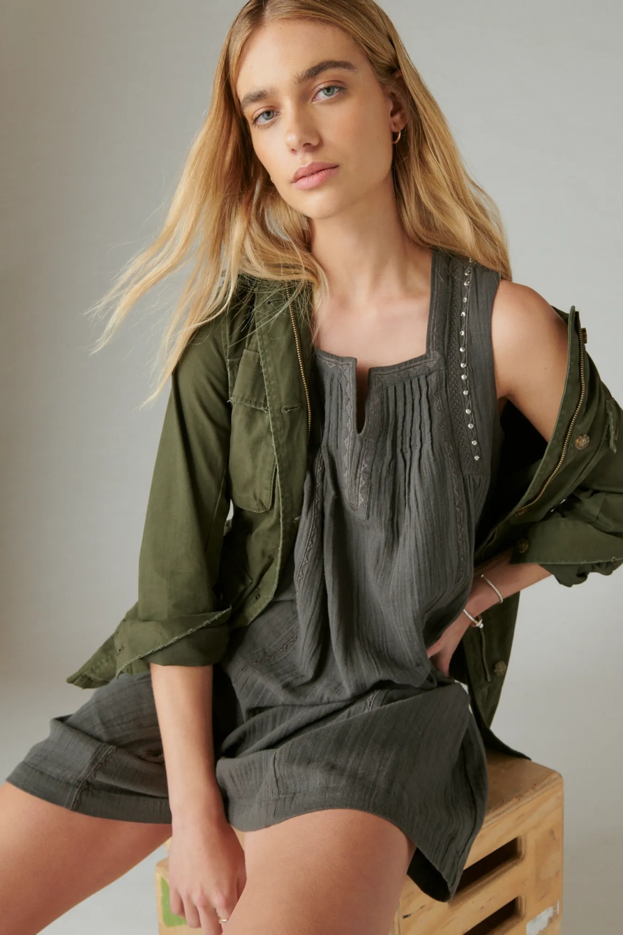 EMBELLISHED PINTUCK SHIFT DRESS, image 2