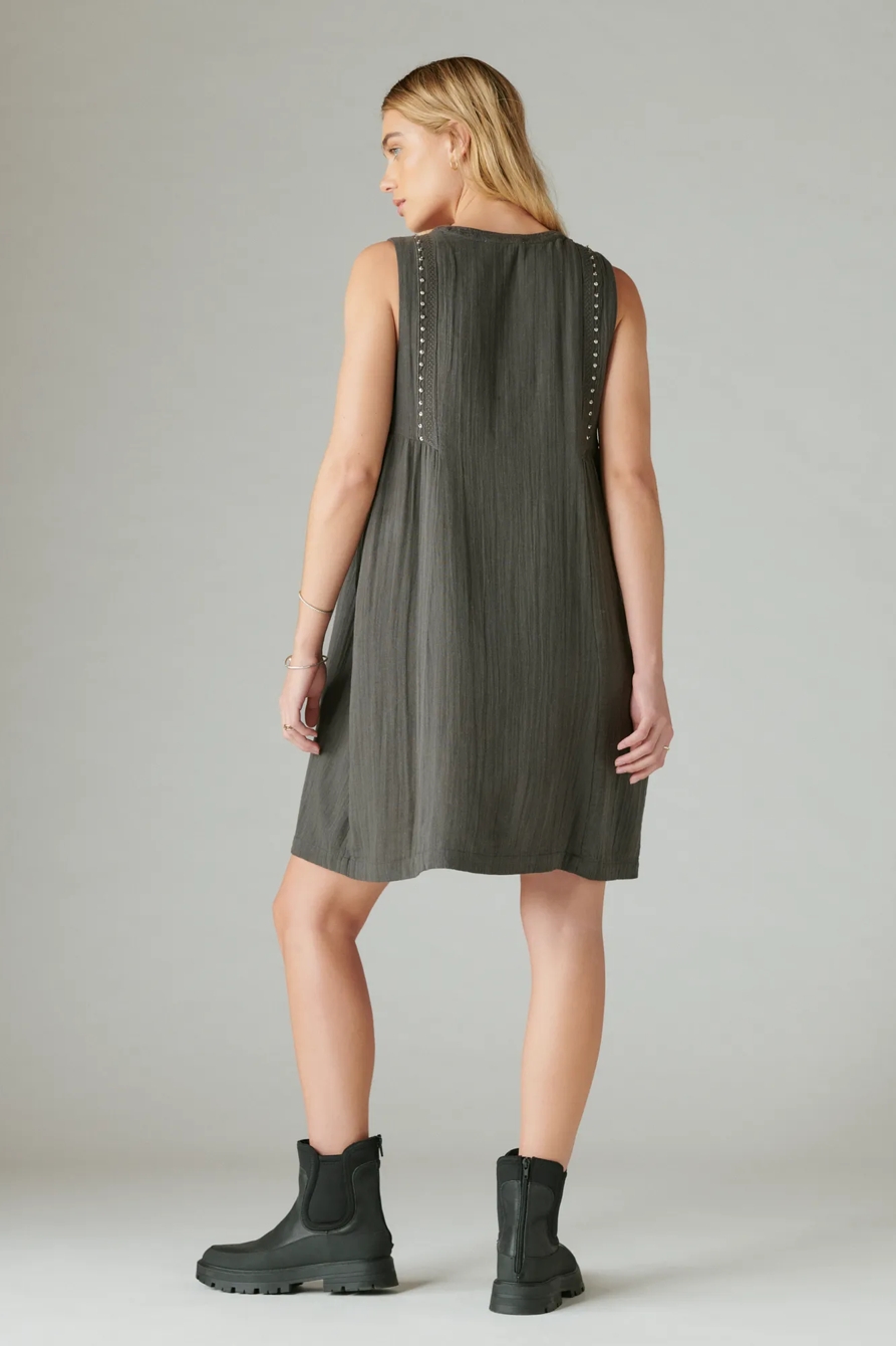 EMBELLISHED PINTUCK SHIFT DRESS, image 3