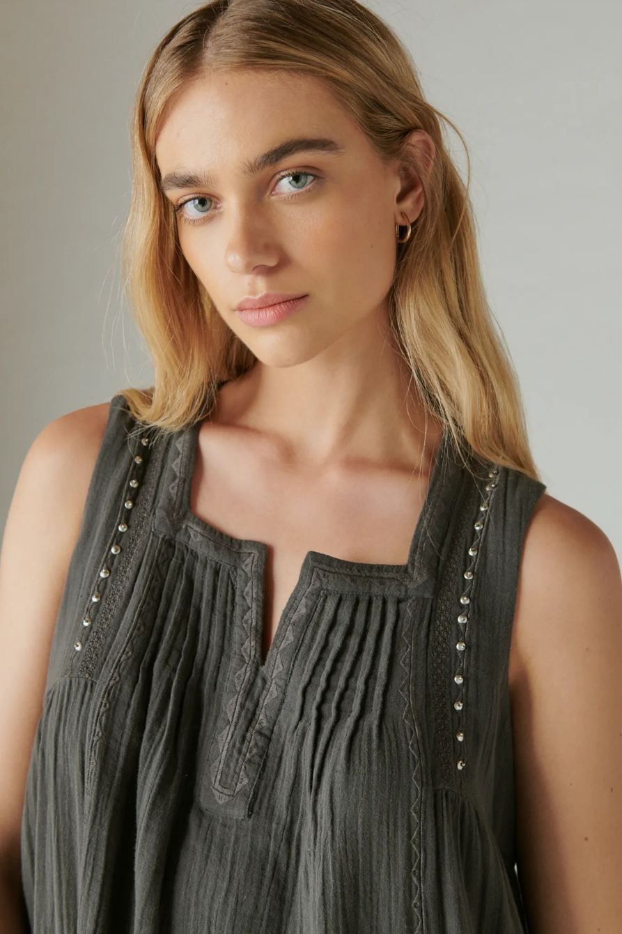 EMBELLISHED PINTUCK SHIFT DRESS, image 4