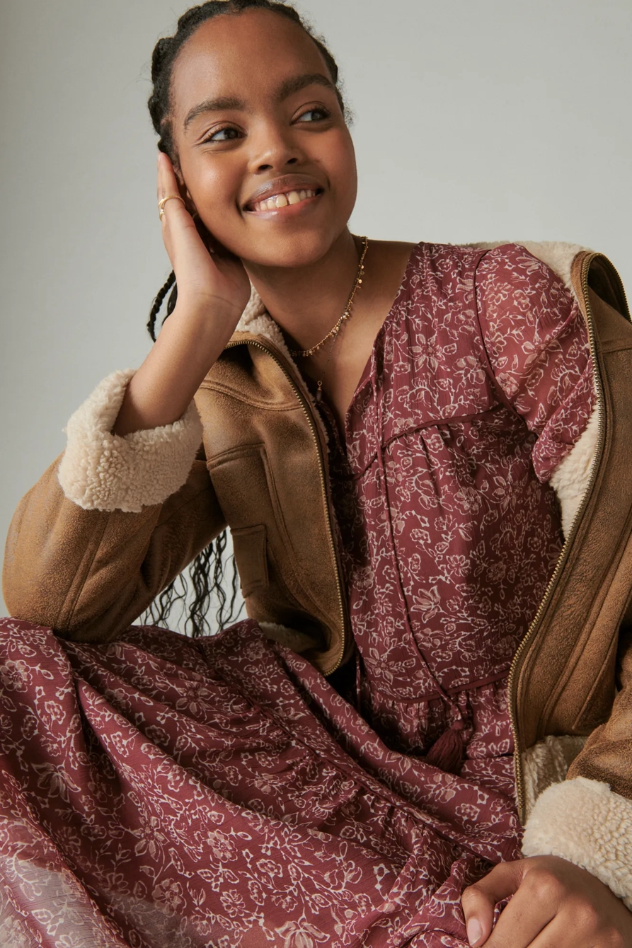 LONG SLEEVE PEASANT TIERED MAXI DRESS, image 2