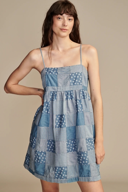 HIGHEST QUALITY DENIM PATCHWORK CANNABIS MINI DRESS, image 1