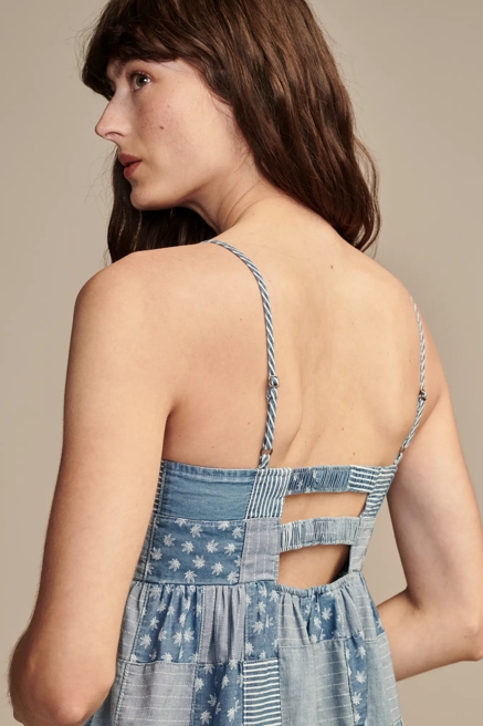 HIGHEST QUALITY DENIM PATCHWORK CANNABIS MINI DRESS, image 3