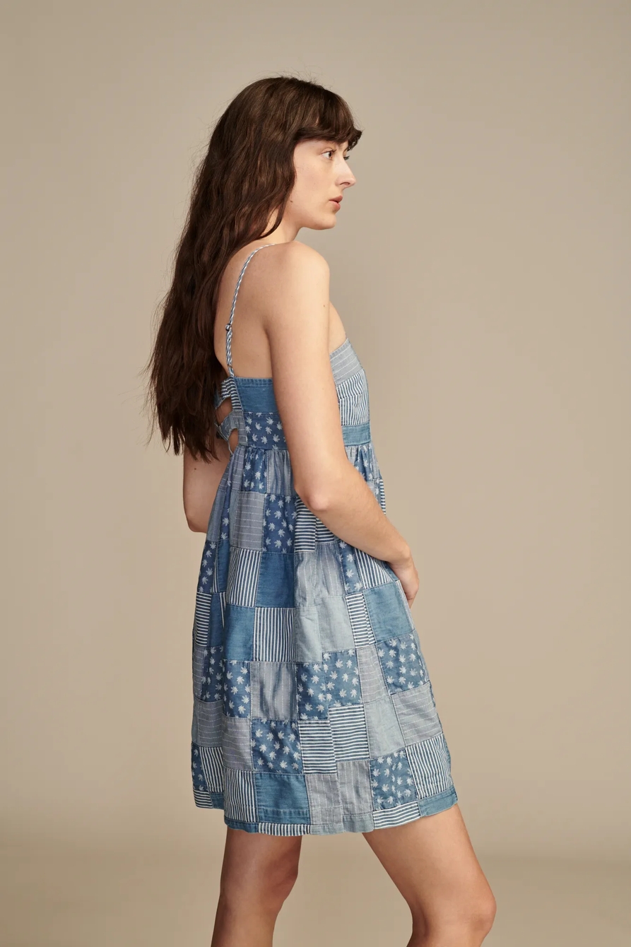HIGHEST QUALITY DENIM PATCHWORK CANNABIS MINI DRESS, image 4