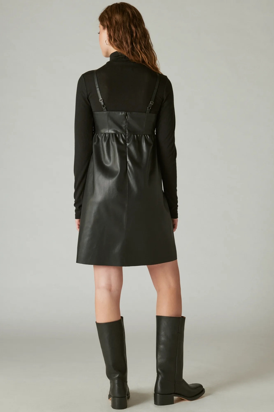 LEATHER EMBROIDERED MINI DRESS, image 3