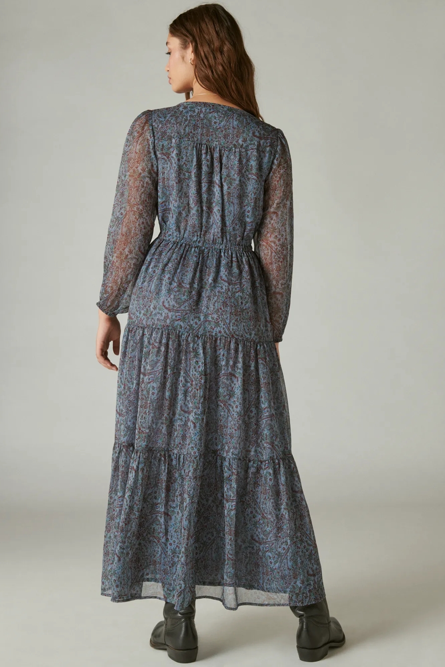 PRINTED SHINE CHIFFON MAXI DRESS, image 3