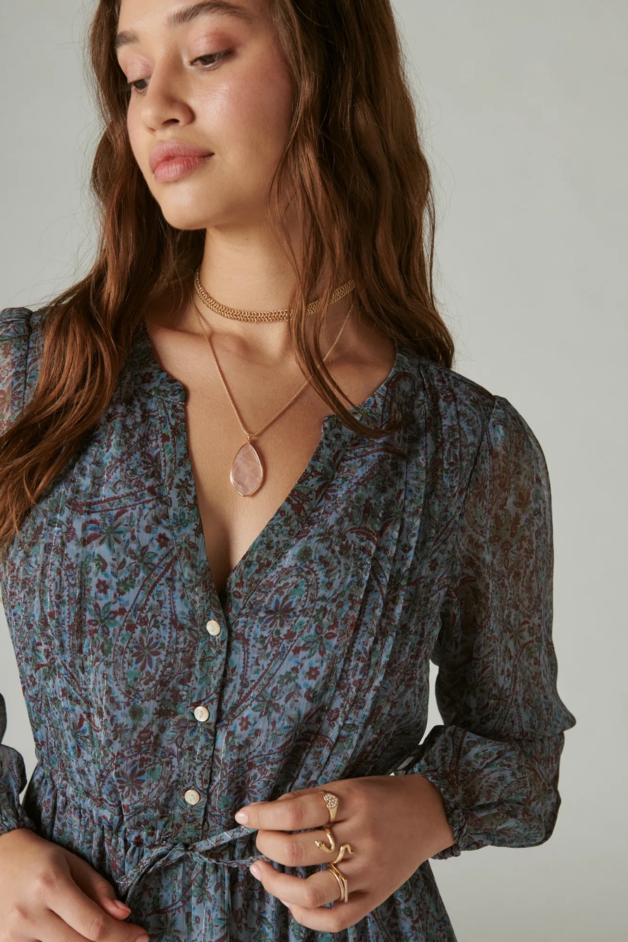PRINTED SHINE CHIFFON MAXI DRESS, image 4