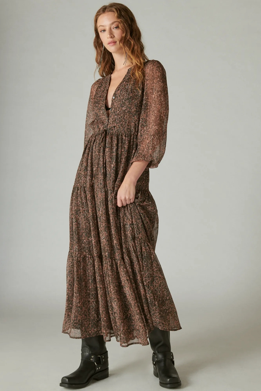 PRINTED SHINE CHIFFON MAXI DRESS, image 2