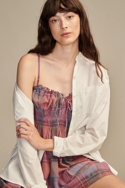 PLAID SMOCKED SWEETHEART MINI DRESS, image 2