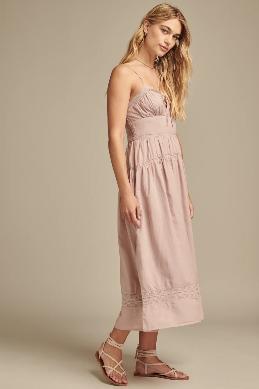 LACE TRIMMED MIDI DRESS, image 4