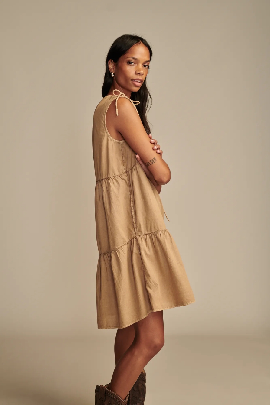 POPLIN SHOULDER CINCHED MINI DRESS, image 3