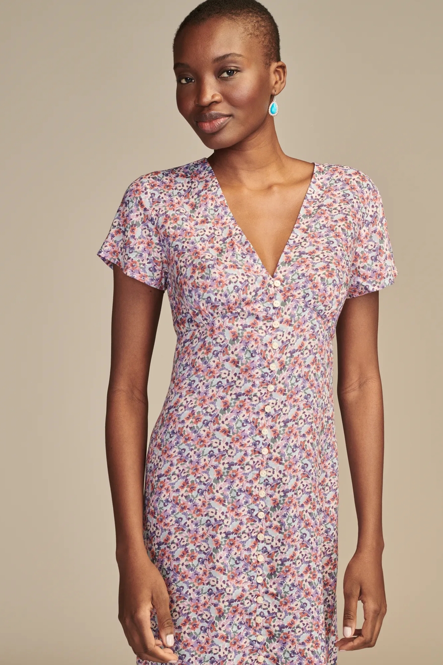 PRINT SHORT SLEEVE BUTTON FRONT MIDI DRESS, image 4