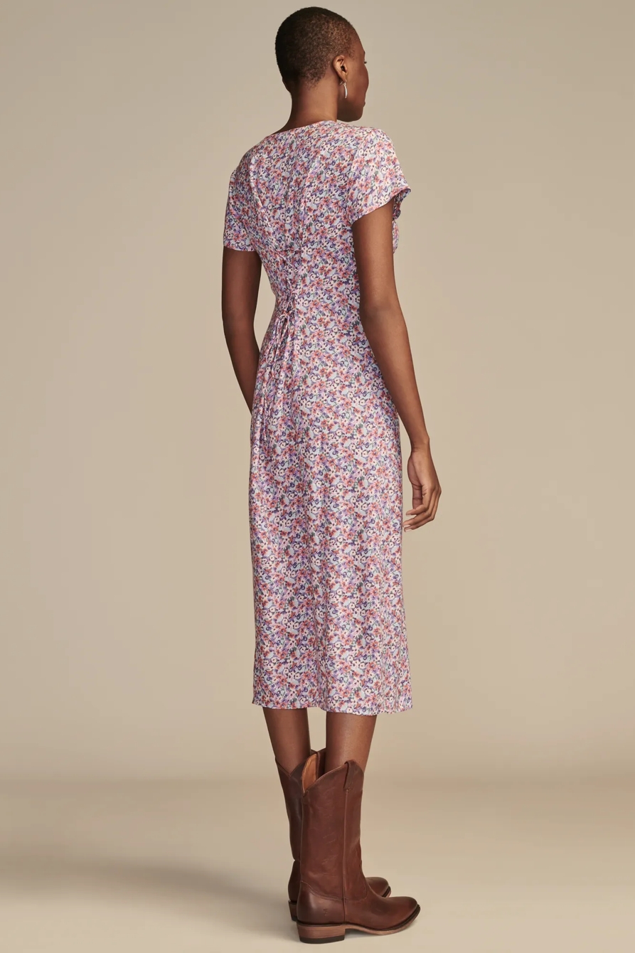 PRINT SHORT SLEEVE BUTTON FRONT MIDI DRESS, image 6