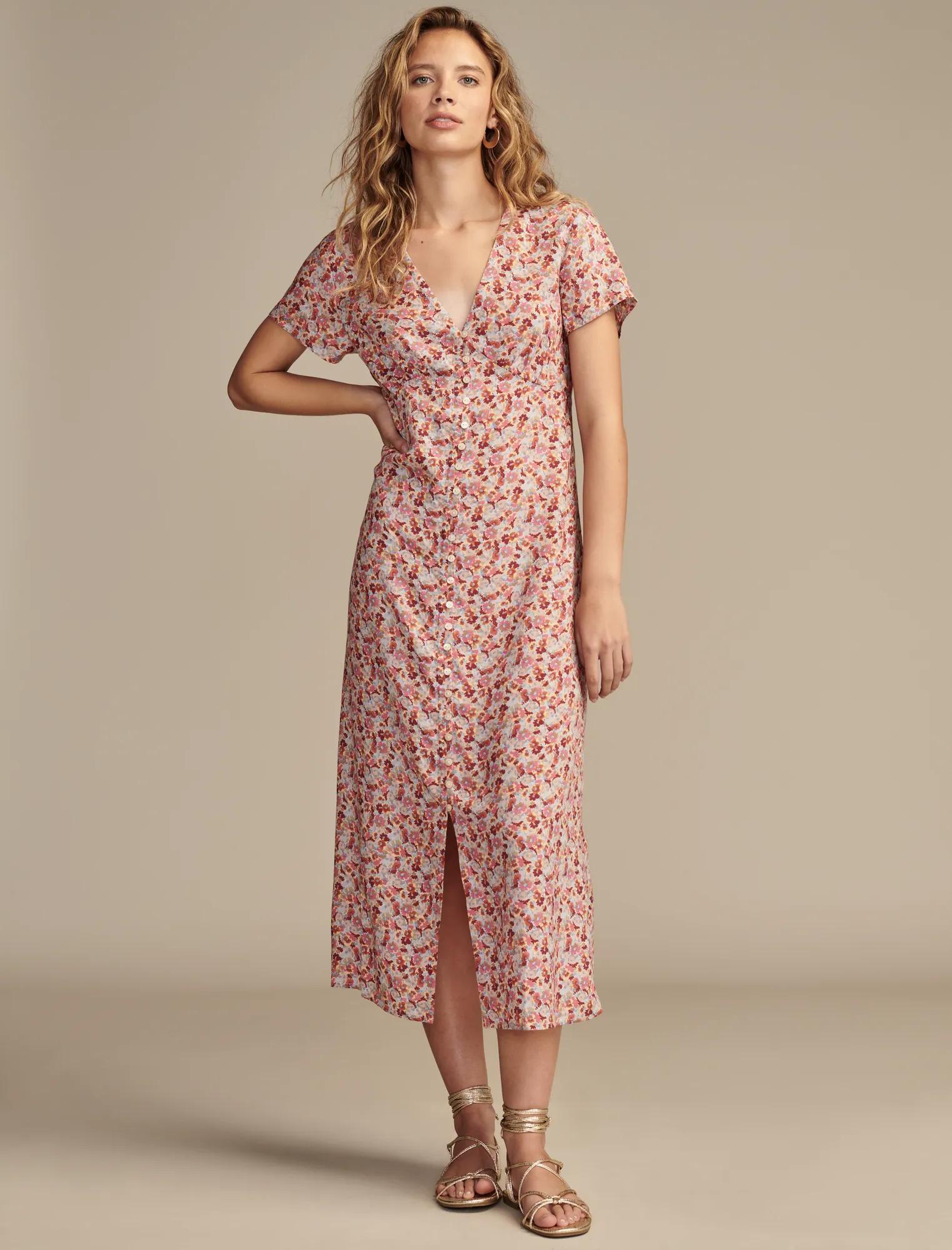 関税込 SATUADAY CLUB Button Front Lace Midi Dress Sexy Tencel Buttonfront Midi Dress | LOVESTITCH