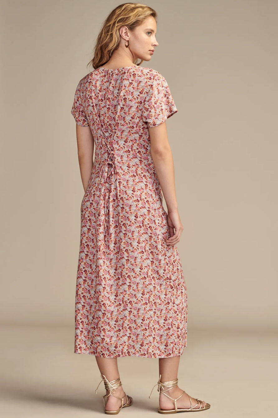 PRINT SHORT SLEEVE BUTTON FRONT MIDI DRESS, image 4