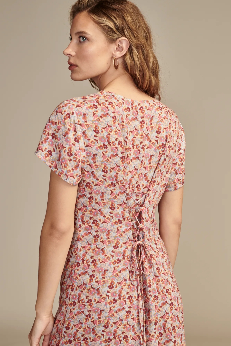 PRINT SHORT SLEEVE BUTTON FRONT MIDI DRESS, image 5