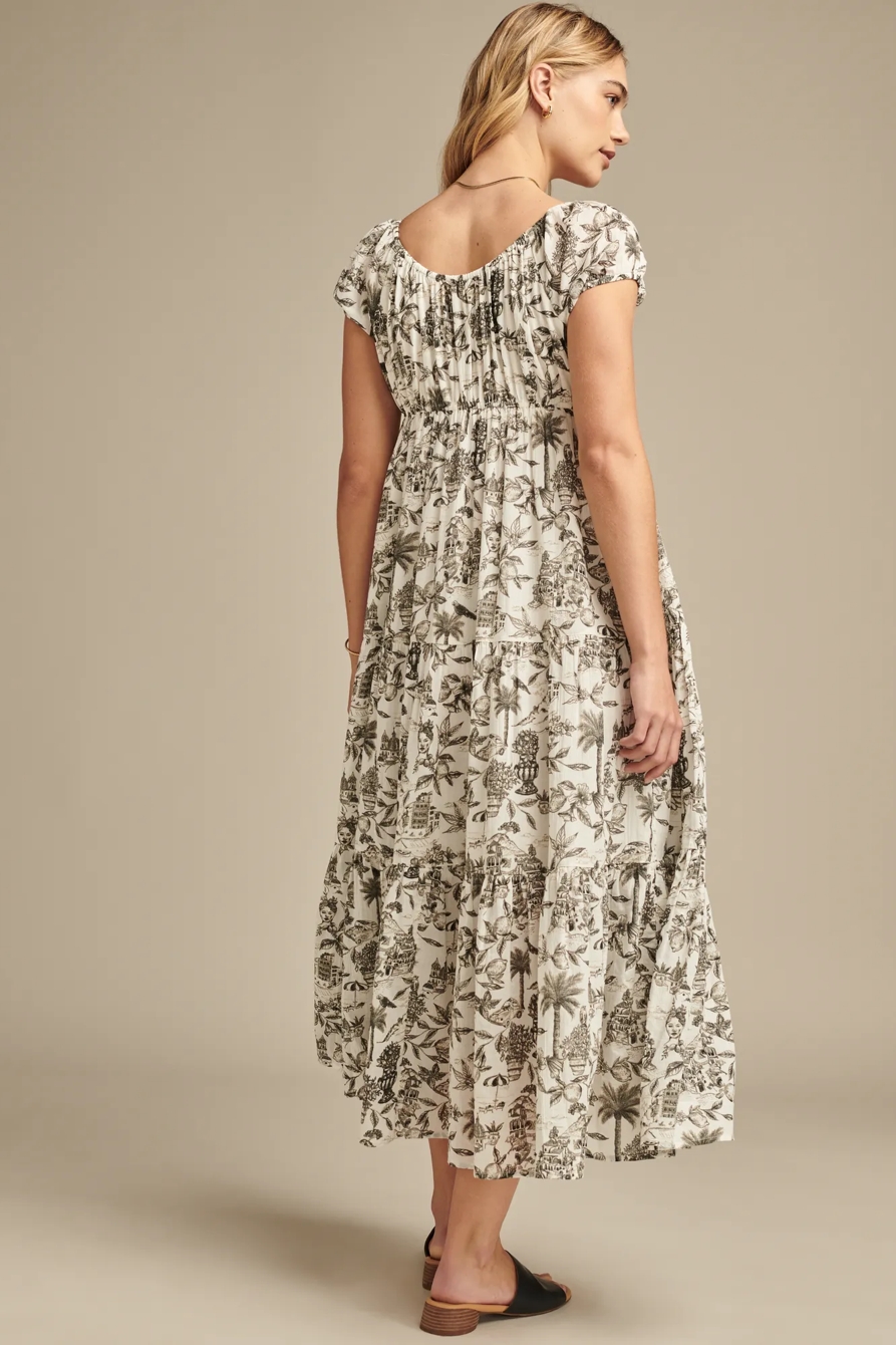BUTTON FRONT TIERED MIDI DRESS, image 5