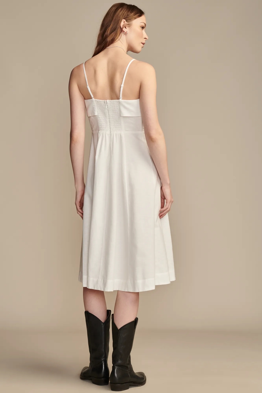 STRAPLESS LINEN OVERLAY MIDI DRESS, image 3