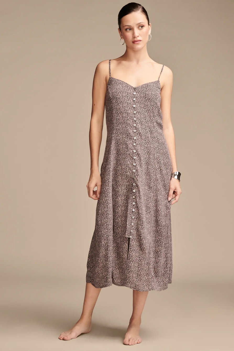 BUTTON FRONT MIDI SLIP DRESS, image 3