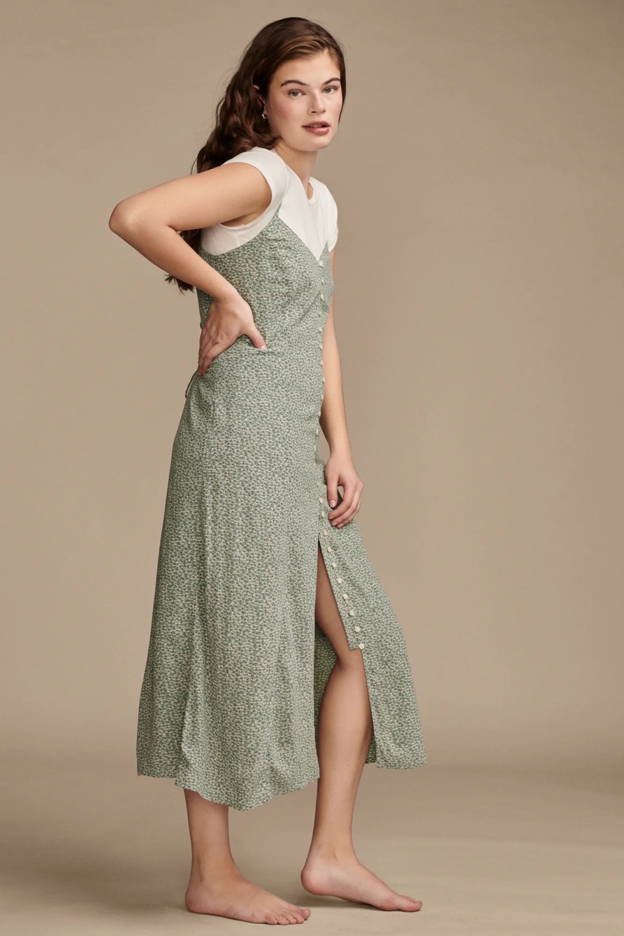 BUTTON FRONT MIDI SLIP DRESS, image 3