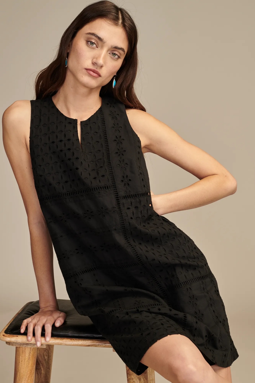 EYELET MIX SHIFT MINI DRESS, image 2