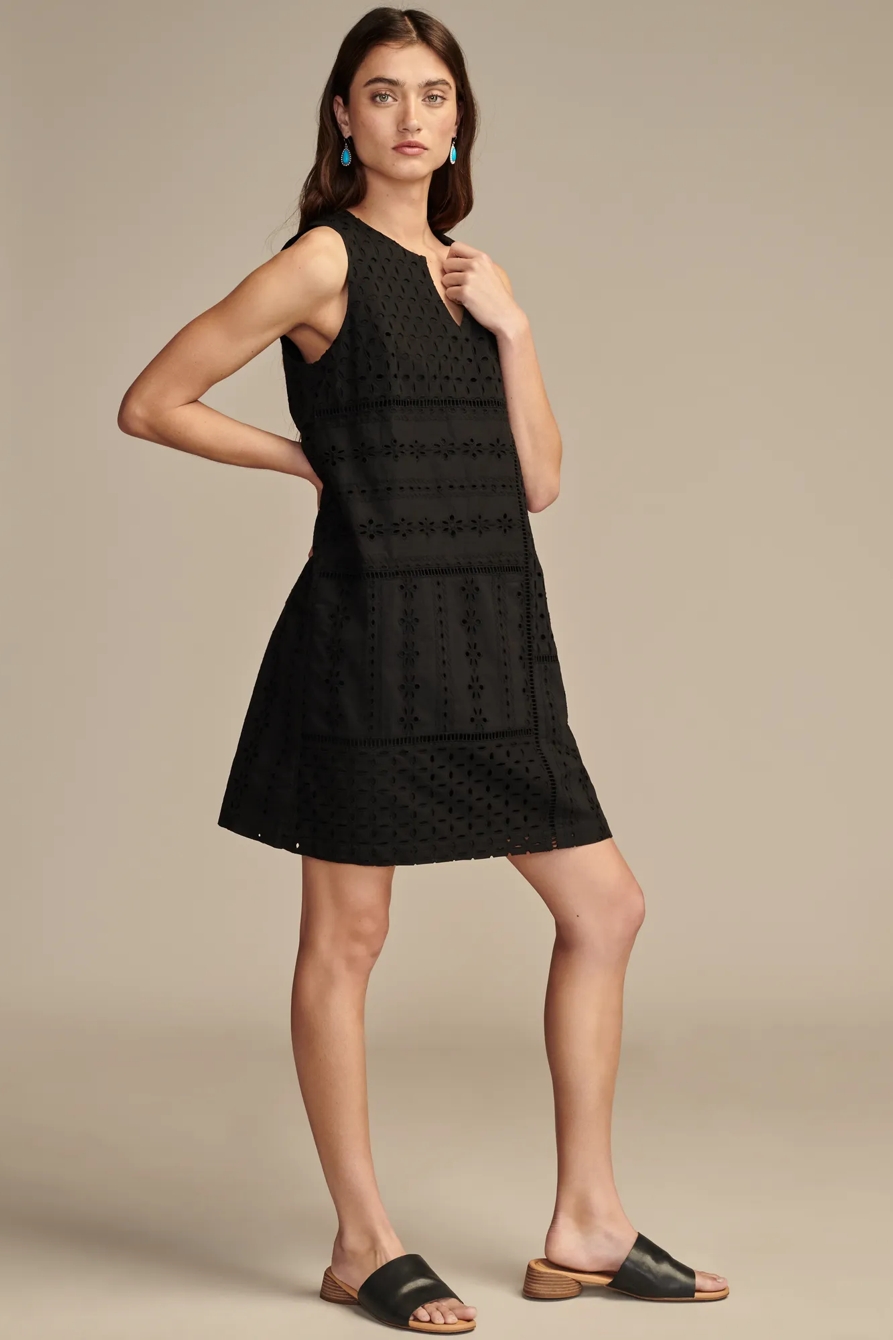 EYELET MIX SHIFT MINI DRESS, image 3