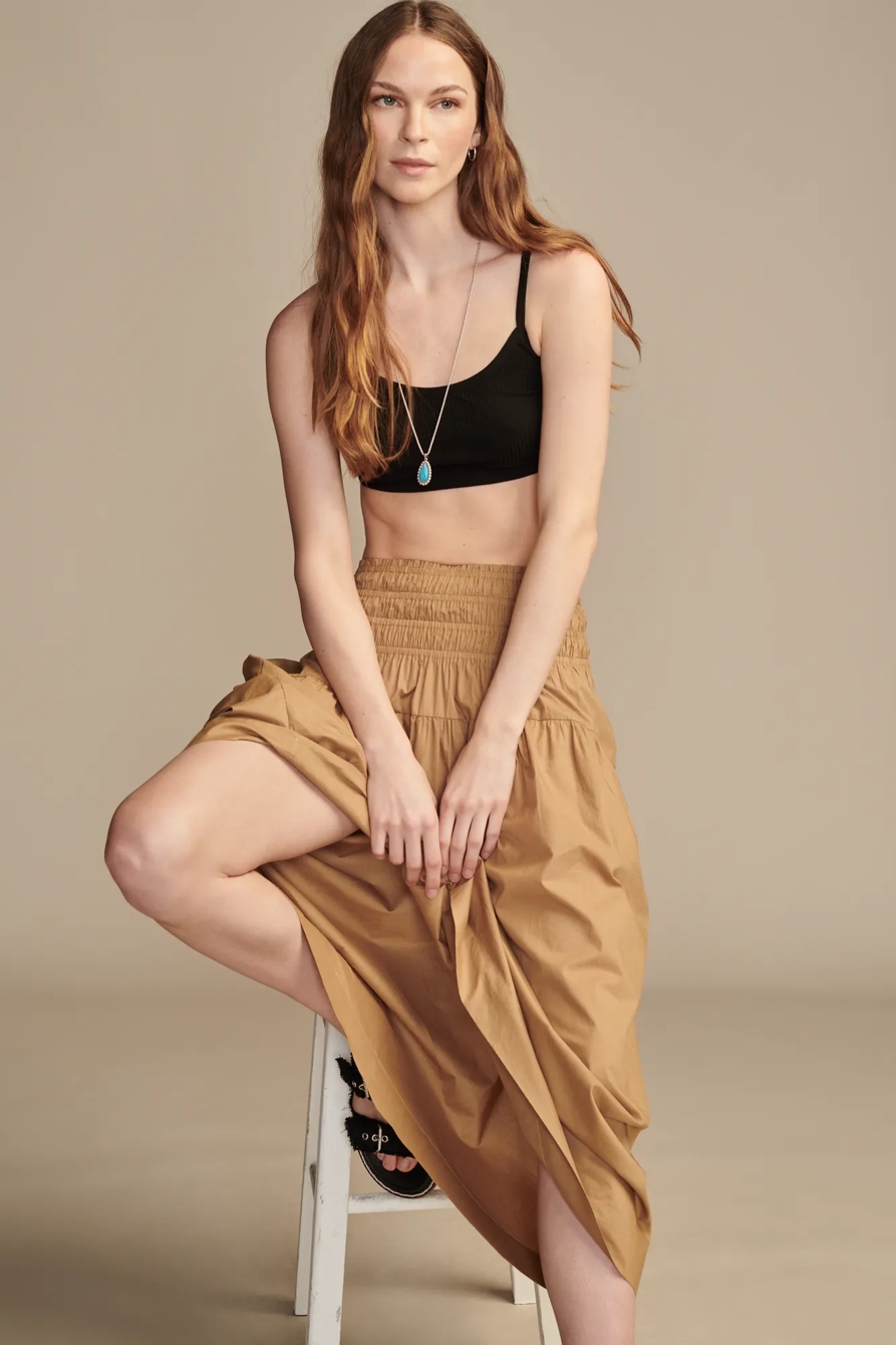 SMOCKED POPLIN MAXI SKIRT, image 2