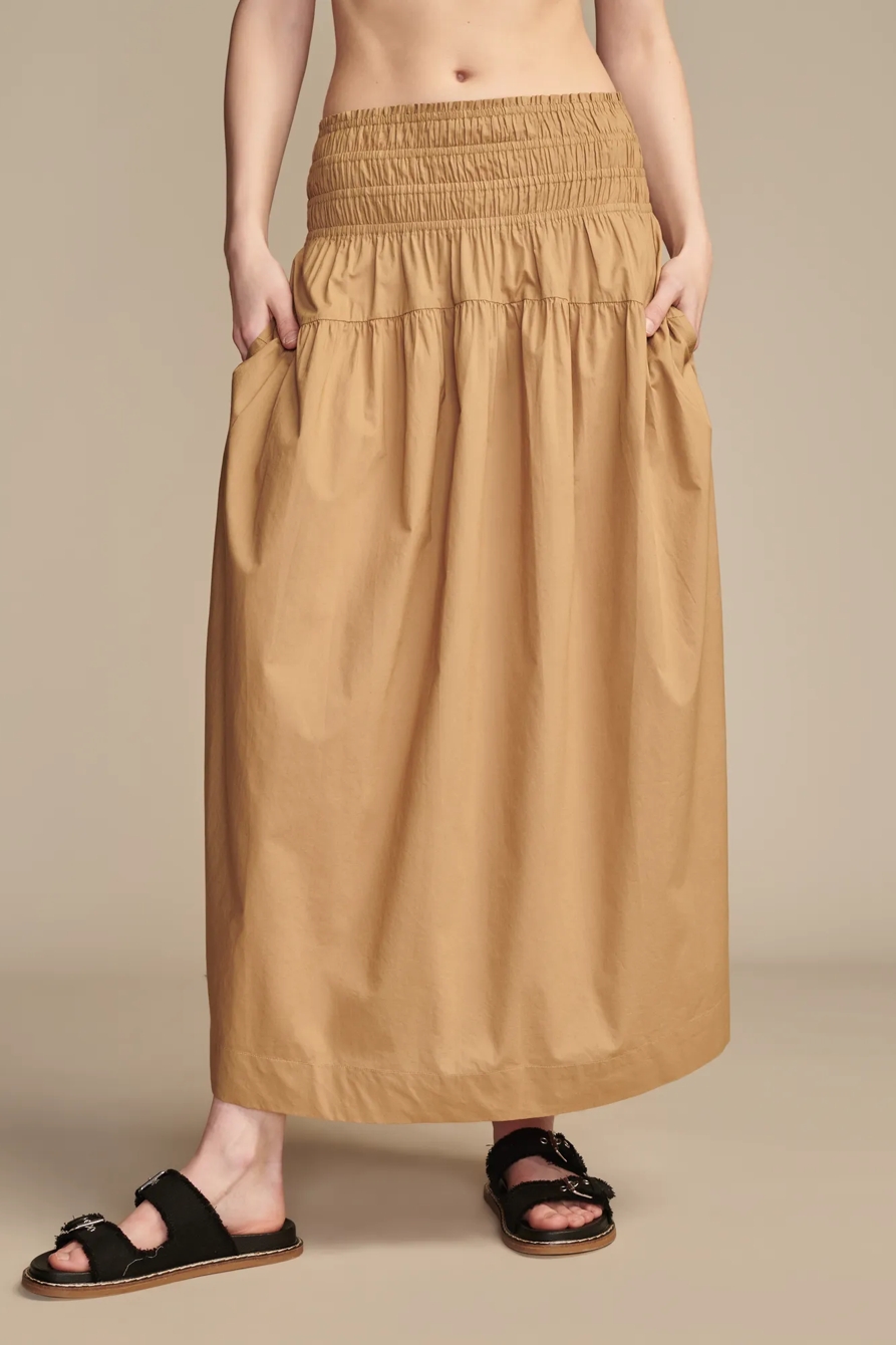 SMOCKED POPLIN MAXI SKIRT, image 3