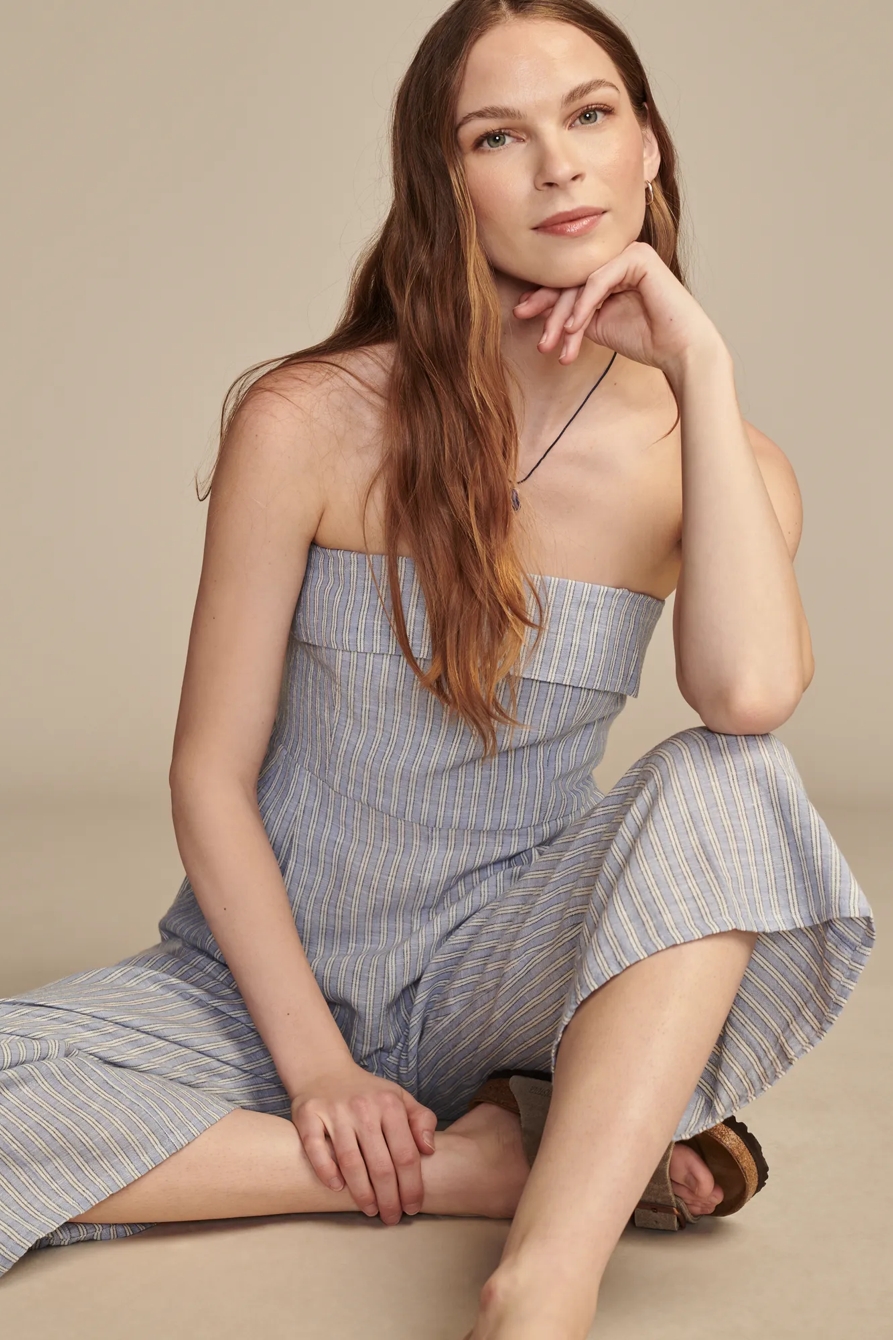 STRAPLESS LINEN OVERLAY JUMPSUIT, image 3