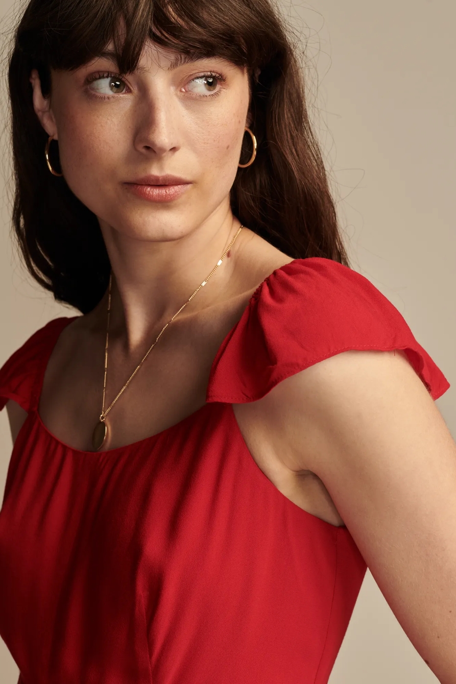 RUFFLE SLEEVE MIDI DRESS, image 4