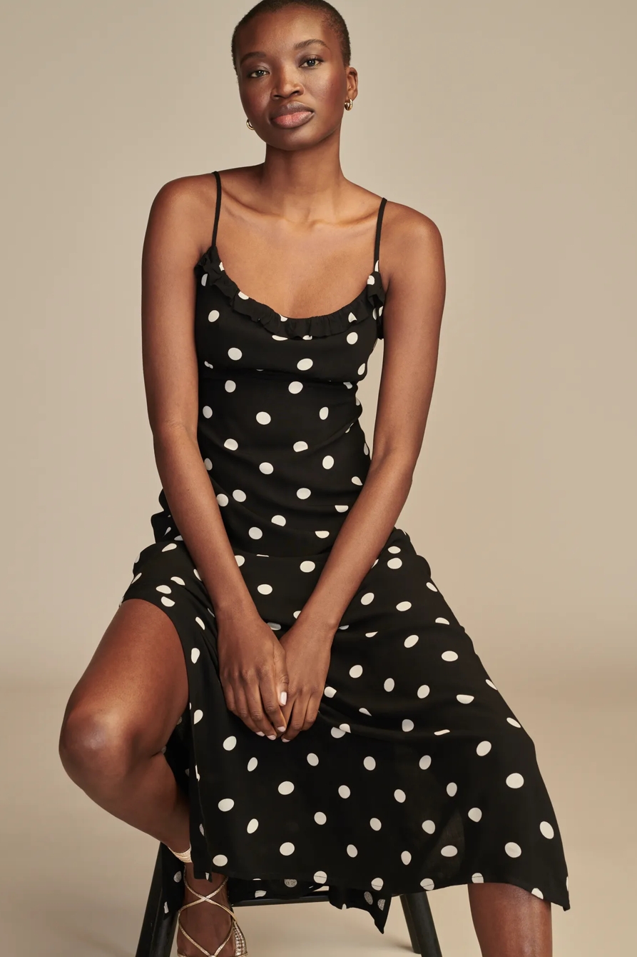 POLKA DOT SLIP MIDI DRESS, image 2