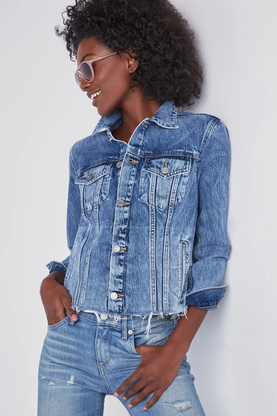 TOMBOY DENIM TRUCKER JACKET IN ALLAMERE FALLS, image 1